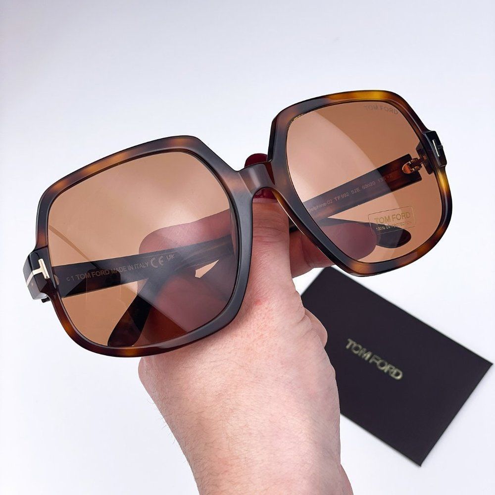 Tom Ford FT0992 DELPHINE 52E Sunglasses Havana Brown Oversized Women - Picture 2 of 12